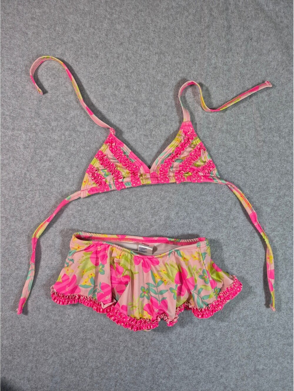 Kidgets Baby Girls 24M Pink Floral Ruffle Bikini Swimsuit 2 Piece